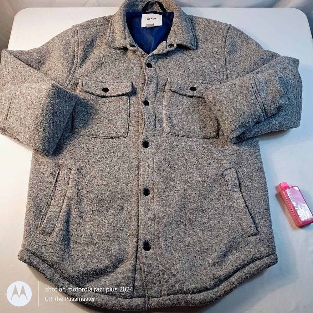 Old Navy Heather Grey Fleece Shacket Size US M